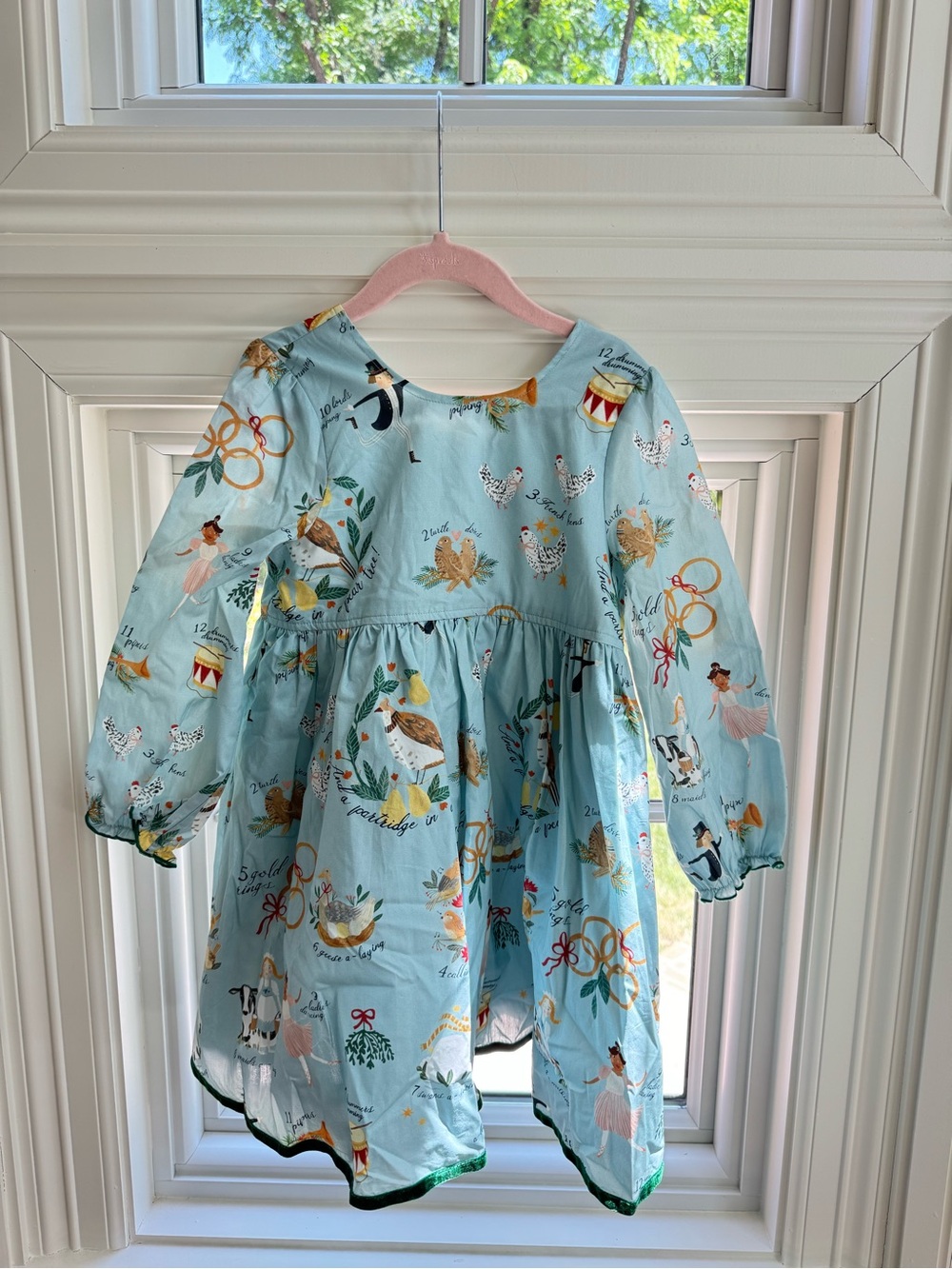 Pink Chicken Light Blue Girls' Holiday Print Dress